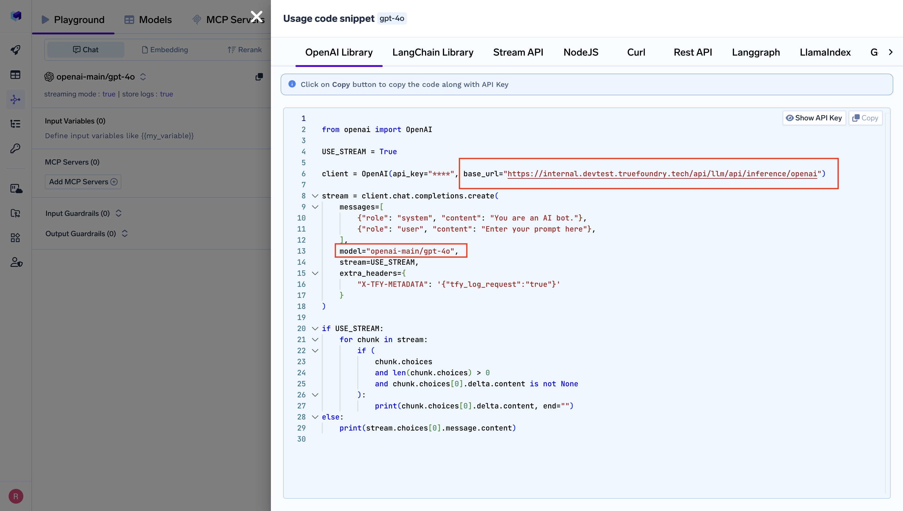Get Base URL and Model Name from TrueFoundry Gateway